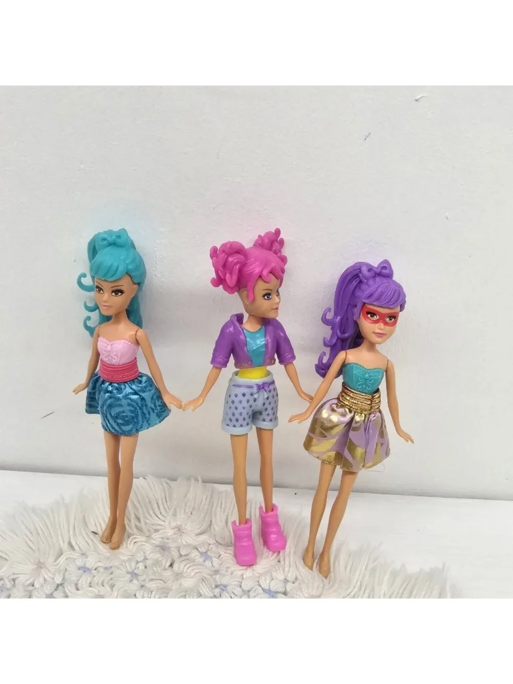 Zuru 5 Surprise Mini Fashion Dolls Lot of 3 Blue Pink Purple Hair Skirt